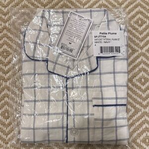 Petite Plume White & Navy Windowpane Pajama set